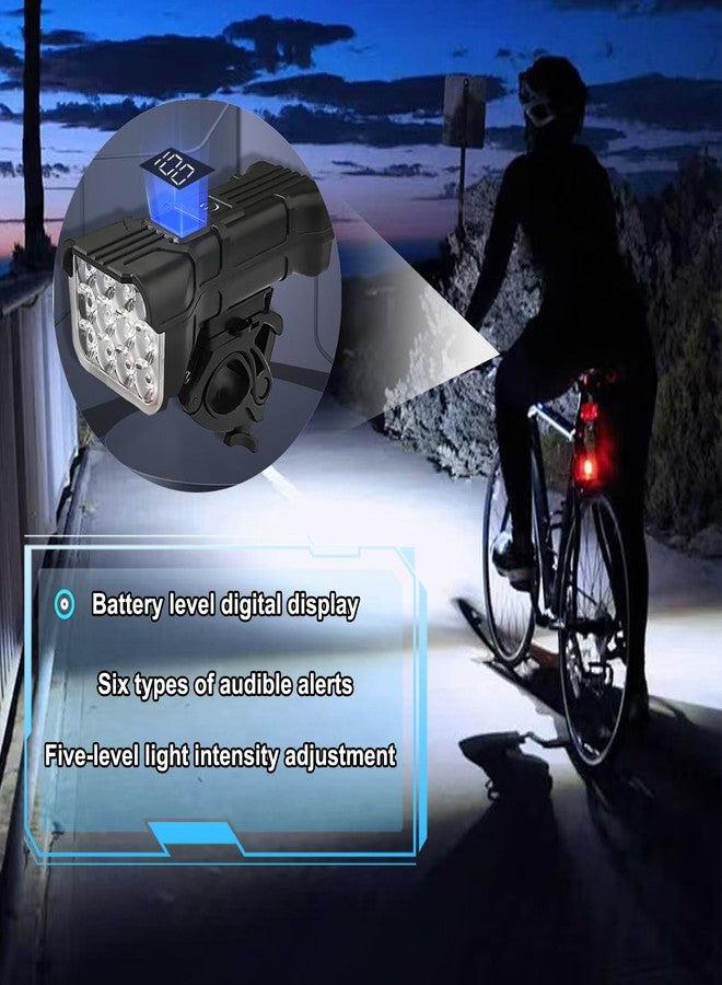 JINGYAN Bike Lights for Night Riding with Tail Light Set, 130dB Horn USB-C Rechargeable Bicycle Headlight, LCD Display, 5 Modes Waterproof for Road/Mountain Cycling - Image 5