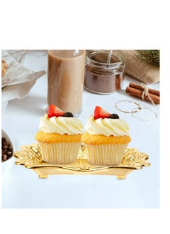 SYOSI Gold Decorative Tray, 20pcs Mini Cake Candy Tray with Retro Border Golden Mousse Cake Boards Dessert Board Cupcake Dessert Displays Tray Trinket Tray  - Image 2