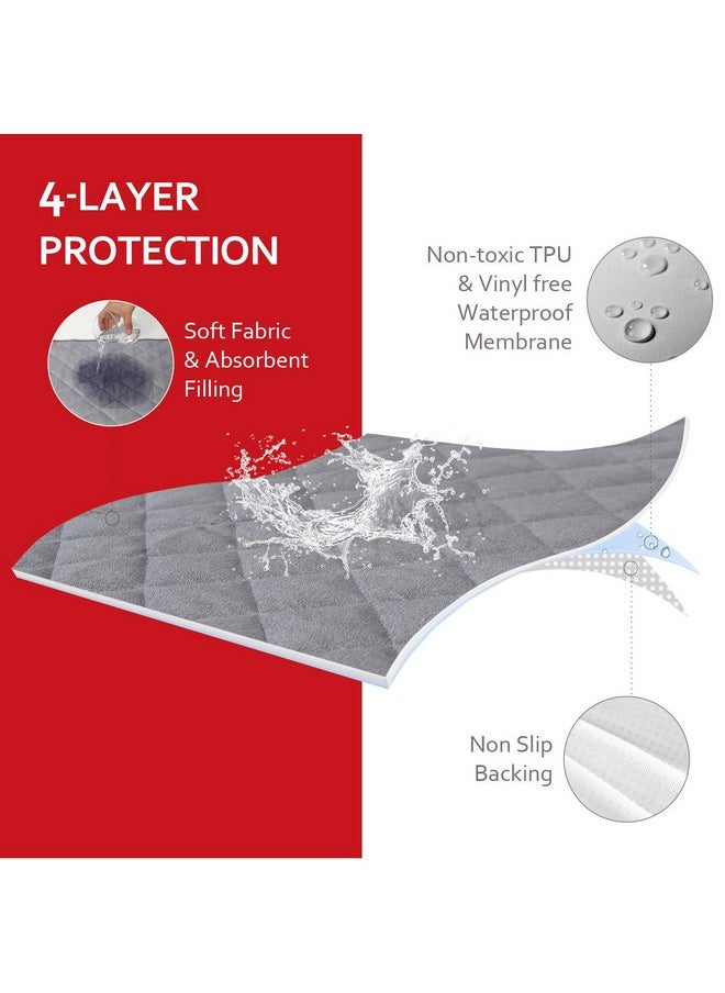Moonsea Diaper Changing Pad Liner Non-Slip, Waterproof Terry Mat, Quilted Absorbent Bassinet Liners Washable, 3 Pack 13"x 26" Reusable Portable Changing Table Pad Rectangle Grey  - Image 2