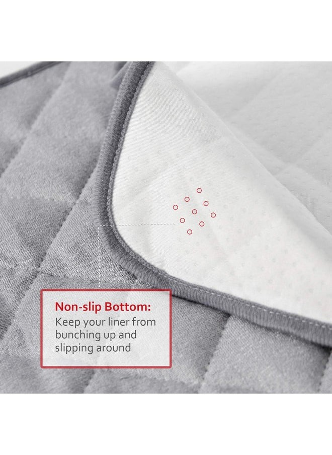 Moonsea Diaper Changing Pad Liner Non-Slip, Waterproof Terry Mat, Quilted Absorbent Bassinet Liners Washable, 3 Pack 13"x 26" Reusable Portable Changing Table Pad Rectangle Grey  - Image 3