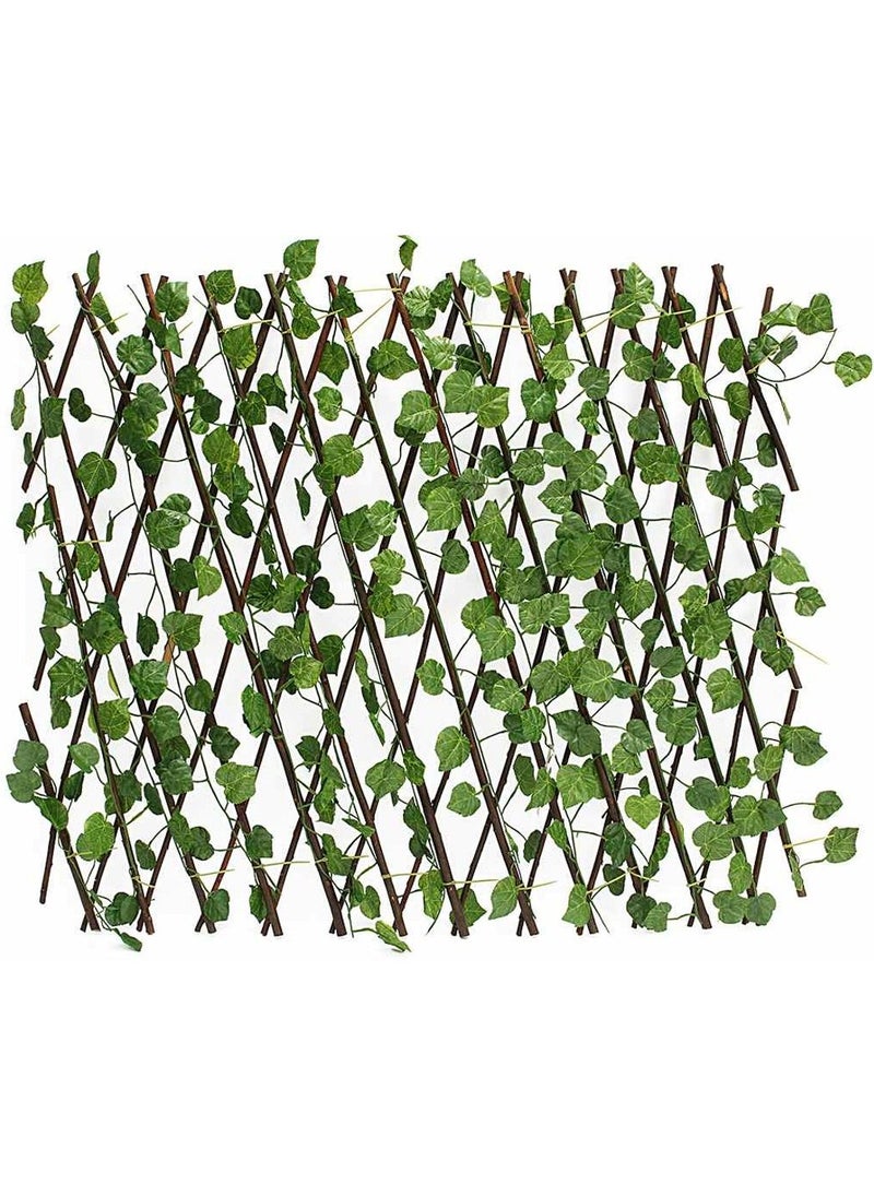 DubaiGallery Decorative Fences Wood Fence Artificial Garden Plant Fence Privacy Screen Anti-UV Stretchable Backyard Home Decoration Green Wall Park  - Image 1