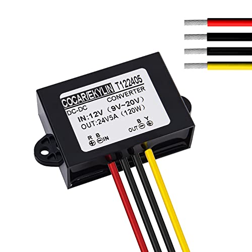 Ekylin DC 12v Step up to 24v Converter Regulator 5A 120W Power Supply Adapter for Motor Car Truck Vehicle Boat Solar System etc.(Accept DC9-20V Inputs) - Image 1