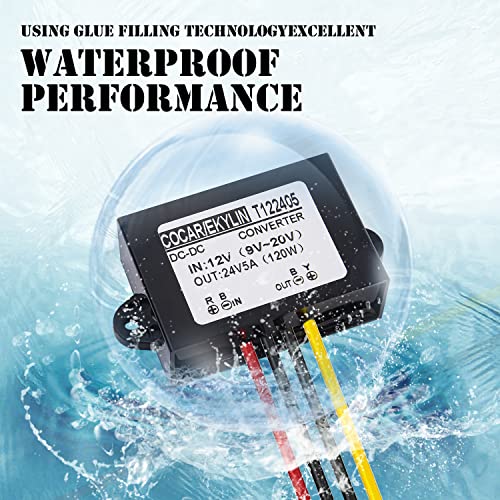 Ekylin DC 12v Step up to 24v Converter Regulator 5A 120W Power Supply Adapter for Motor Car Truck Vehicle Boat Solar System etc.(Accept DC9-20V Inputs) - Image 5