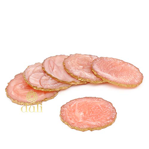 DULI Set of 6 Premium Resin Coasters Tea,Coffee Coasters (10 * 8 cm) (Baby Pink) - Image 2