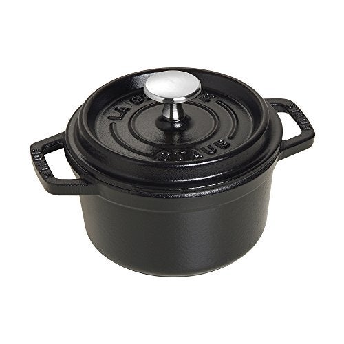 STAUB Cast Iron Dutch Oven 0.75-qt Round Cocotte, Made in France, Serves 1, Matte Black - Image 1
