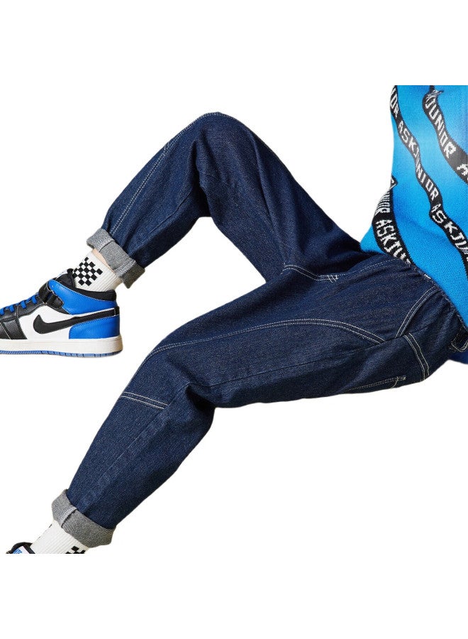 Ask Junior Boys' Pants Autumn, For Older Children, Straight-Leg Trousers, Casual Kids' Jeans, Dark Blue, Size 170 - Image 3