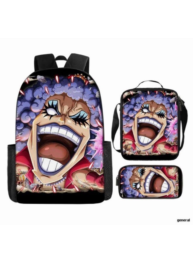 general The latest universal cartoon printed three piece practical bag combination (suitable for students, children, friends, outings, mountain climbing, etc.) - Image 1