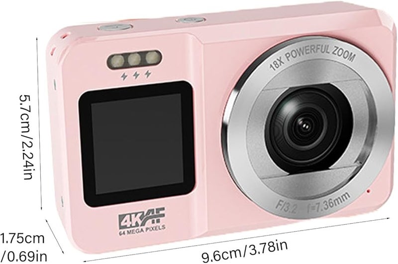64MP 4K Digital Camera with 64GB Memory 18X Optical Zoom Dual Screen for Travel Selfie Beginners - Image 5