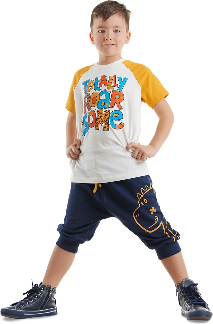 Denokids Roarsome Boy T-Shirt Capri Shorts Set
