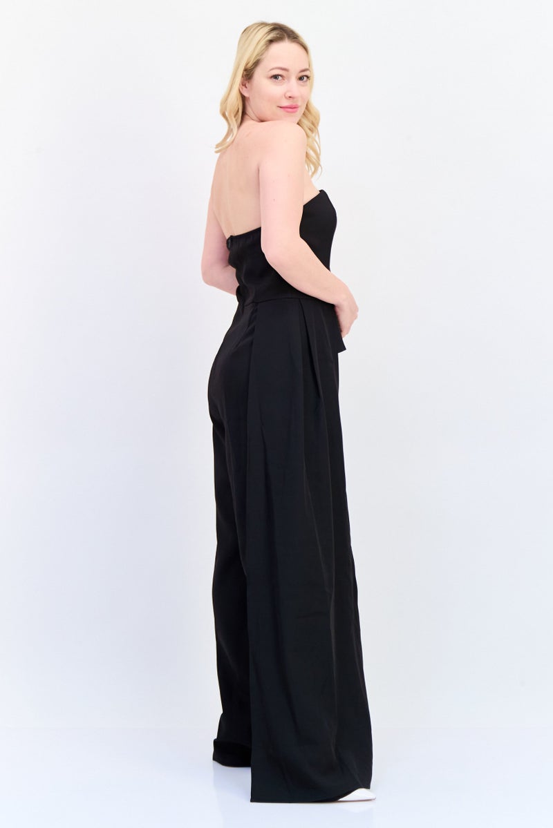 Archive Design Studio Women Plain Strapless Jumpsuit, Black  - Image 3