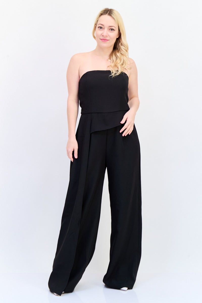 Archive Design Studio Women Plain Strapless Jumpsuit, Black  - Image 1