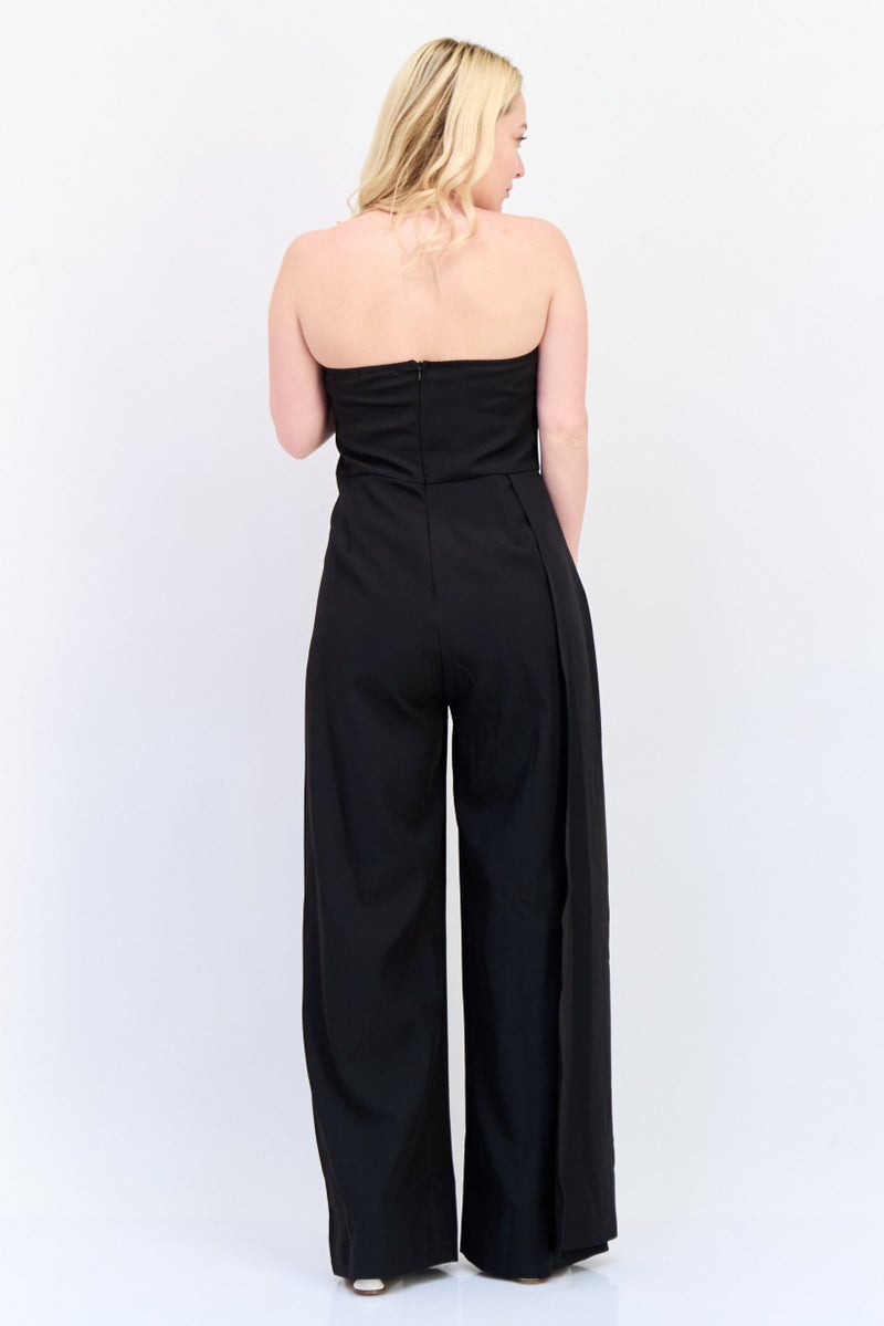 Archive Design Studio Women Plain Strapless Jumpsuit, Black - Image 4