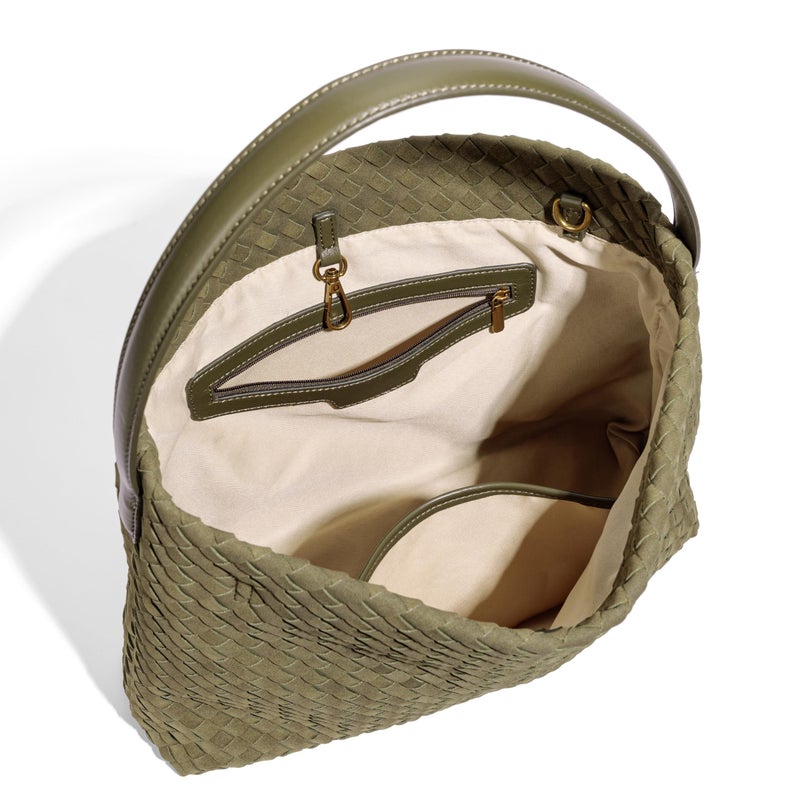 Rejolly Suede Tote Bag for Women Woven Hobo Handbag Slouchy Shoulder Purse Crossbody Designer Bag Suede Coffee - Image 5