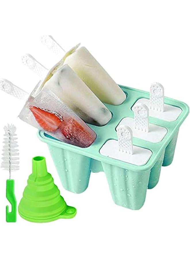 HOOKOR Popsicle Mould，Popsicle Molds 6 Pieces Silicone Ice Pop Molds BPA Free Popsicle Mold Reusable Easy Release Ice Pop Make (Green)  - Image 1