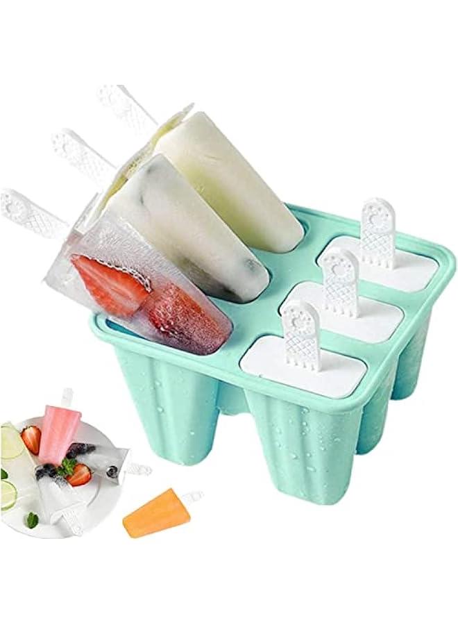 HOOKOR Popsicle Mould，Popsicle Molds 6 Pieces Silicone Ice Pop Molds BPA Free Popsicle Mold Reusable Easy Release Ice Pop Make (Green)  - Image 5