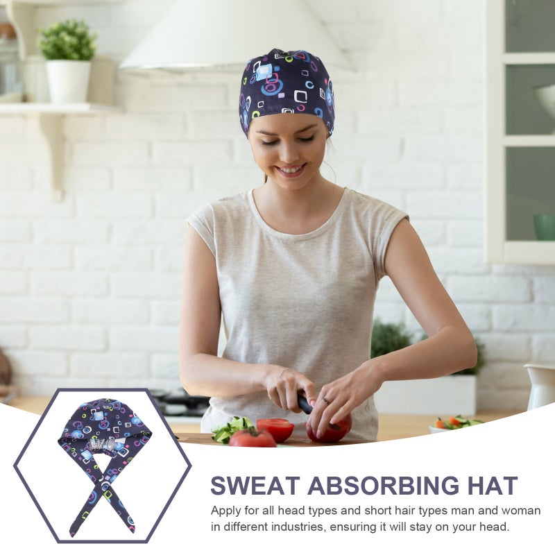 Sweat Absorbing Hat Printing Lace Up Cotton Work Protector - Image 4