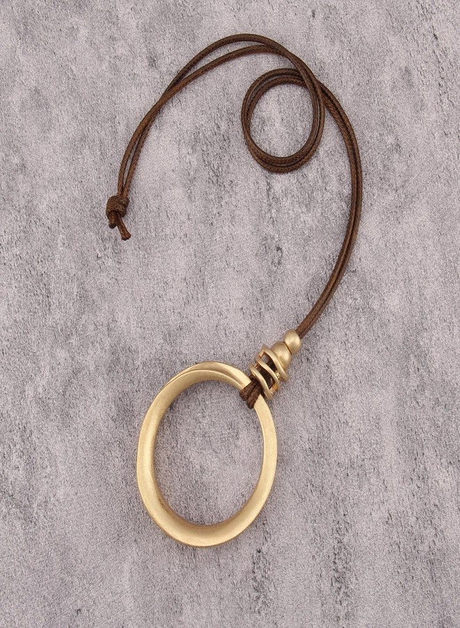 JAOYU Boho Vintage Necklace Boho Circle Pendant Necklace Unique Braided Leather Choker Long Casual Necklaces Trendy Statement - Image 5