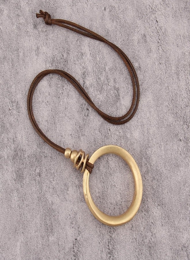 JAOYU Boho Vintage Necklace Boho Circle Pendant Necklace Unique Braided Leather Choker Long Casual Necklaces Trendy Statement - Image 4