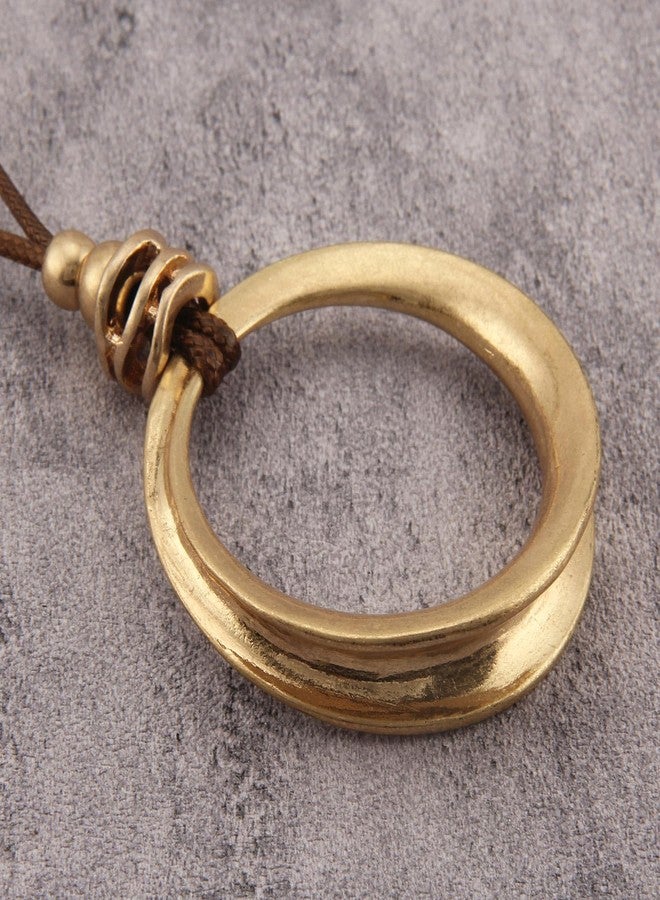 JAOYU Boho Vintage Necklace Boho Circle Pendant Necklace Unique Braided Leather Choker Long Casual Necklaces Trendy Statement - Image 3