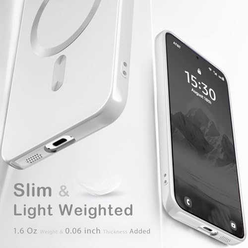 DIZORO Samsung S25 Fe Case, Compatible with Mag Safe, Matte Luxury Metallic Luster Flexible TPU Wireless Charging Shockproof Case with Camera Protector Back Cover (Silver) - Image 5