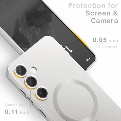 DIZORO Samsung S25 Fe Case, Compatible with Mag Safe, Matte Luxury Metallic Luster Flexible TPU Wireless Charging Shockproof Case with Camera Protector Back Cover (Silver) - Image 4