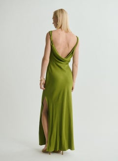 MANGO Draped Neck Satin Texture Dress  - Image 2
