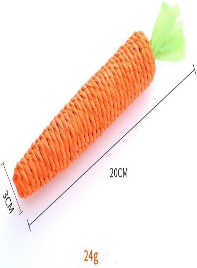 Bwexxt 2 Pcs Orange Natural Interactive Sisal Carrot Cat Toys,Cat Dental Chew Toy Kitten Teething Toys Crinkle Kicker Toy for Indoor Interactive Toys - Image 2