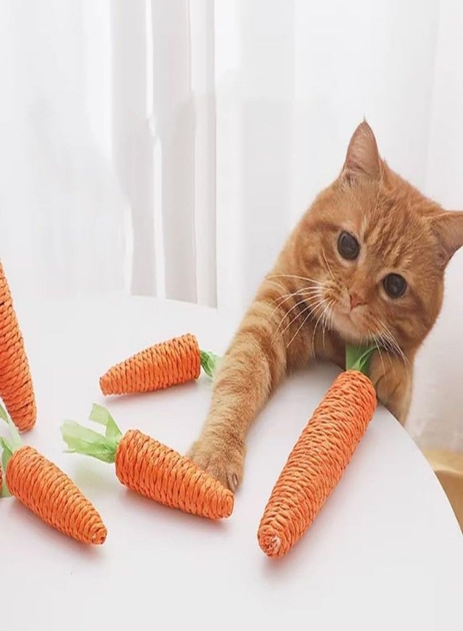 Bwexxt 2 Pcs Orange Natural Interactive Sisal Carrot Cat Toys,Cat Dental Chew Toy Kitten Teething Toys Crinkle Kicker Toy for Indoor Interactive Toys - Image 4