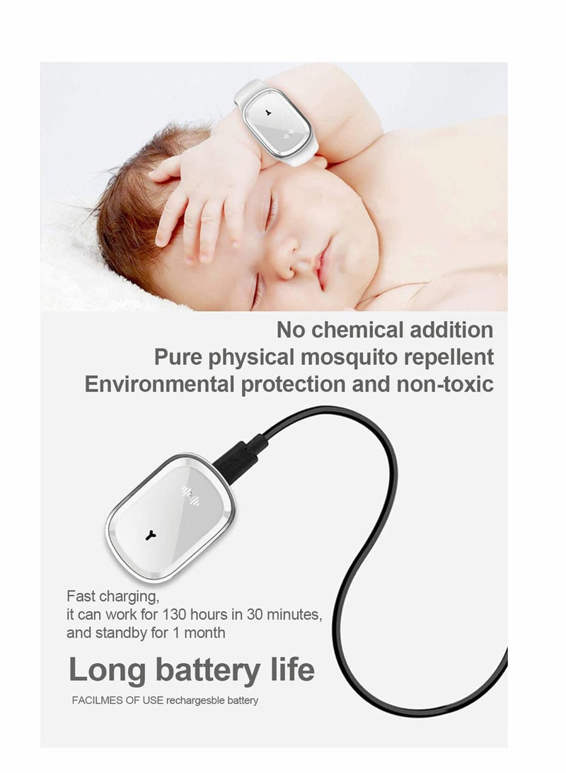 Ultrasonic Mosquito Repellent Bracelet, USB Rechargeable Waterproof Smart Anti-Mosquito Wristband for Indoor Outdoor Use, Portable Electronic Mosquito Repellent Device (Black) - Image 4