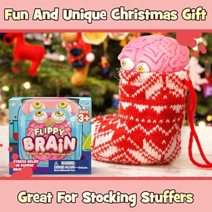 IPIDIPI TOYS Flippy Brain Squishy Eye Popping Squeeze Fidget - Stress Relief Ball - Anxiety Reducer Sensory Play - Gag for and Girls - Suitable for Autism, ADHD - Image 3