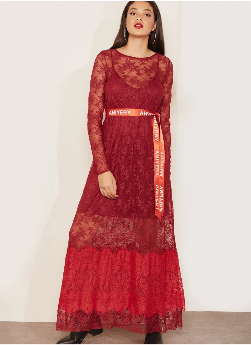 aniye by Tie Waist Lace Detail Dress