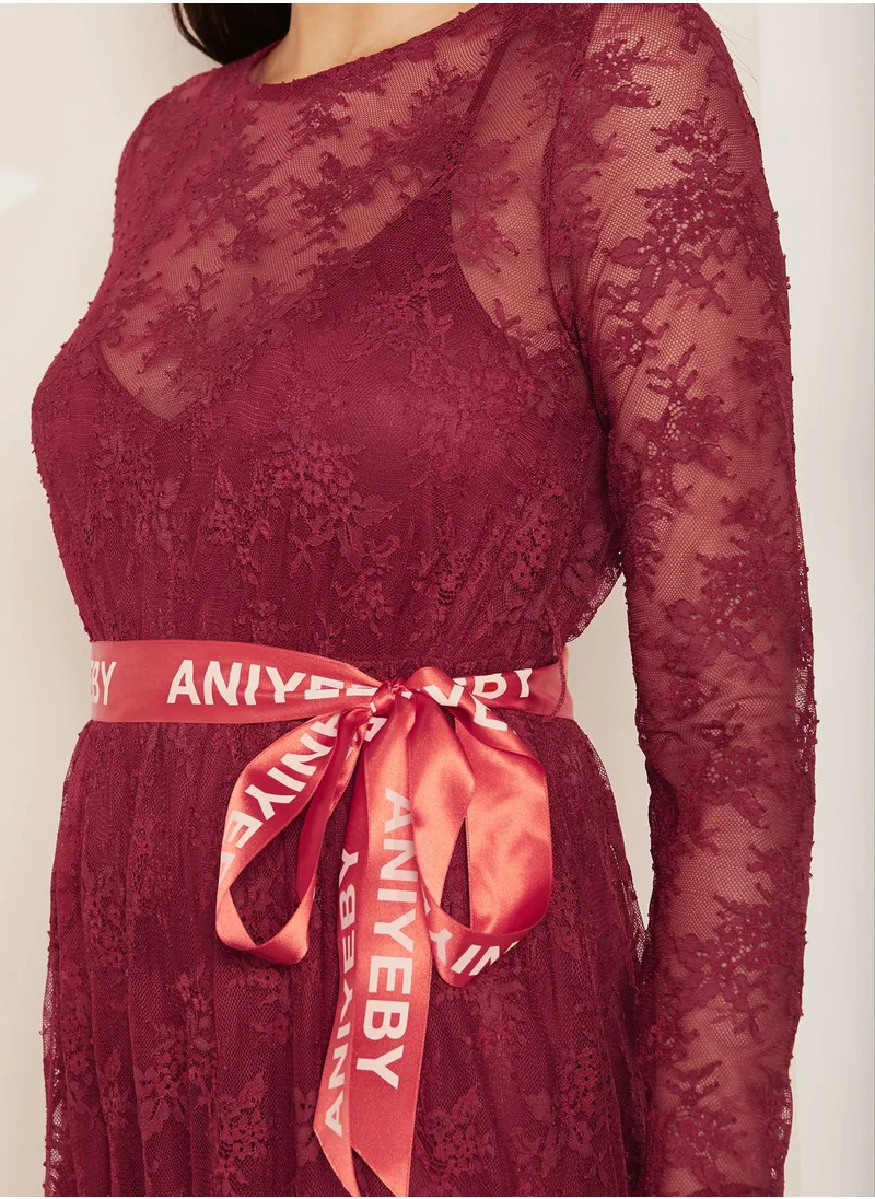 aniye by Tie Waist Lace Detail Dress