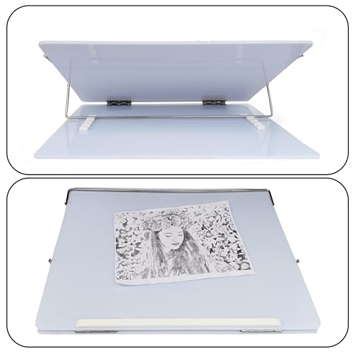 Novesto Milky White Acrylic Writing Desk Elevator Adjustable Height Foldable and Portable Laptop Stand Office and Reading Use (15 x 21 Inches, White) - Image 5
