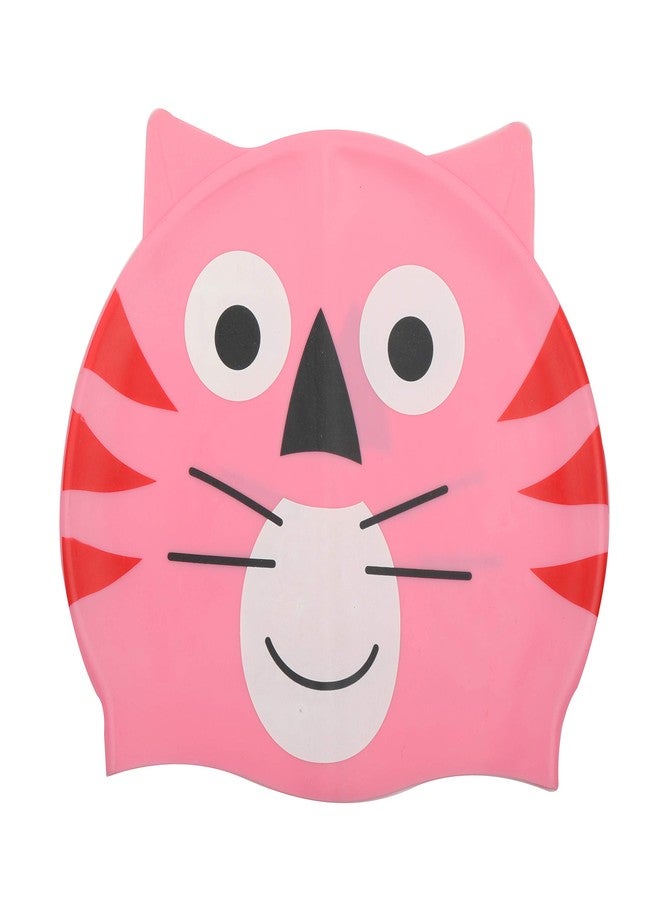 Yellow Bee Boys and Girls Tiger Print Swimming Cap, Free Size (Pink) - Image 1