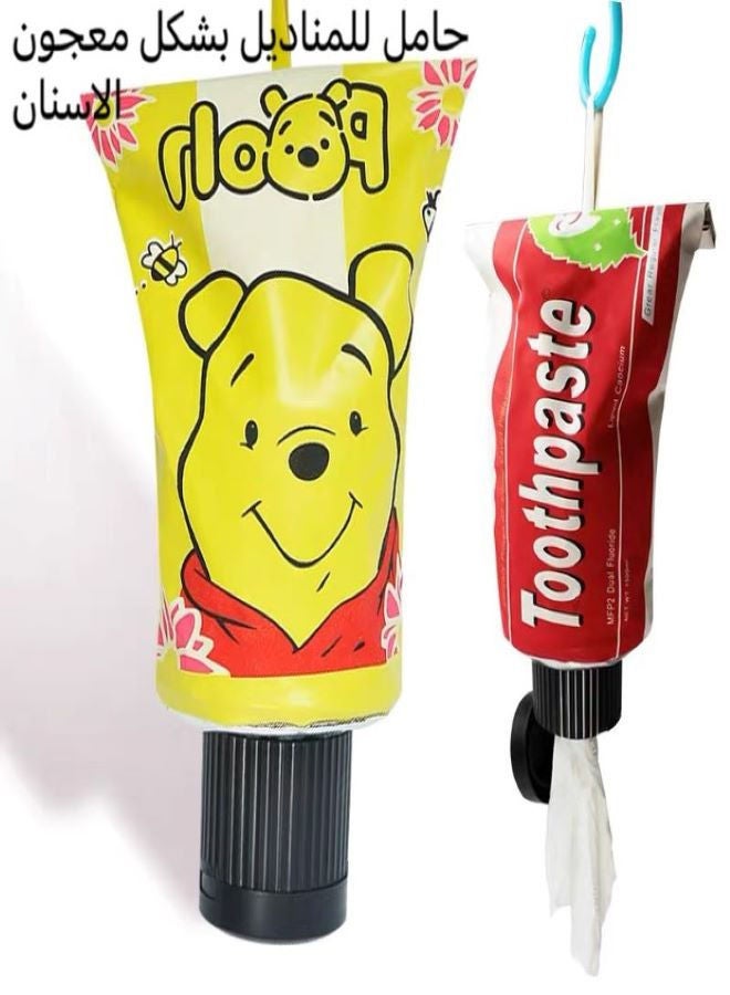 حامل للمناديل  بشكل معجون الاسنان  بصميم كرتوني  قطعه واحده - Image 1