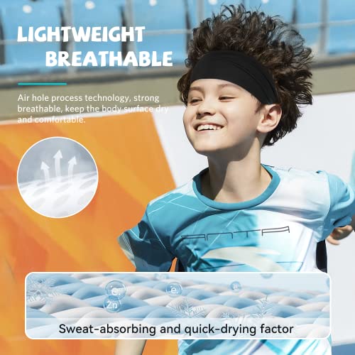 ChezMax Kids Breathable Sweat-Wicking Sports Headbands, 6-Pack for Boys' Soccer, Baseball, and Athletic Activities - Image 2