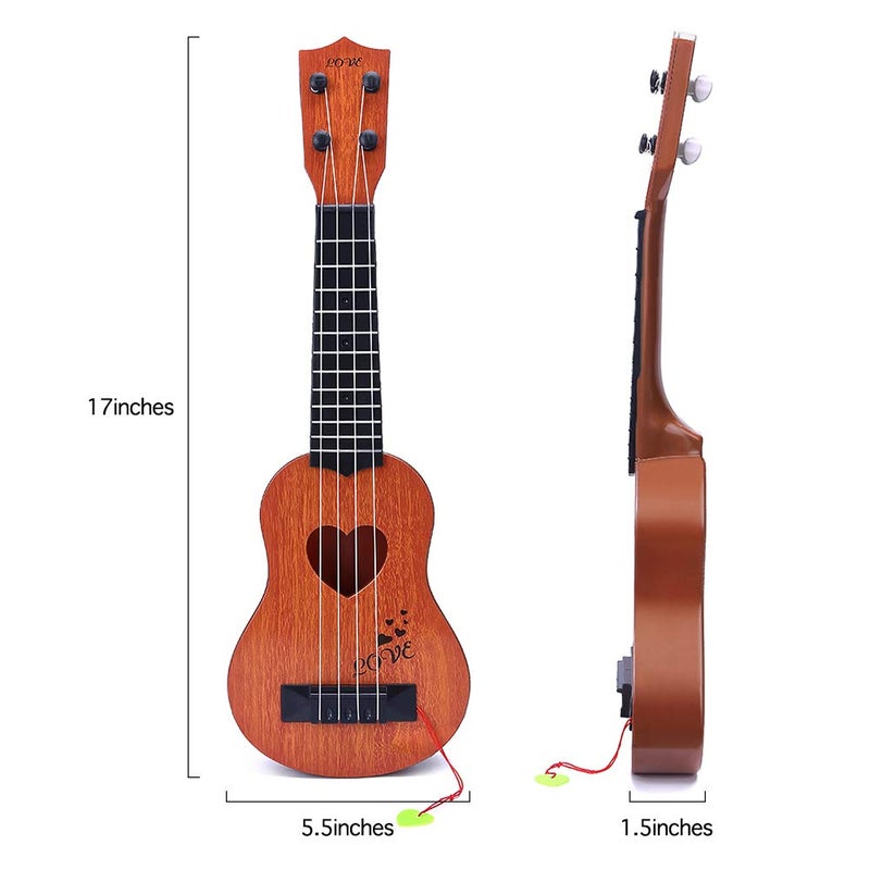 YEZI Kids Toy Classical Ukulele Guitar Musical Instrument, Brown - Image 5