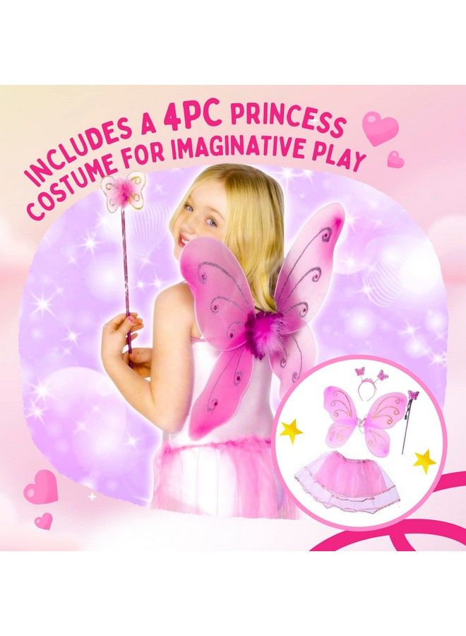 Playz 5 Piece Princess Castle Girls Pop Up Play Tent & Dress Up Costume Bundle Playhouse Gift For Girls & Toddler For Indoor & Outdoor Use With Pink Fairy Tale Carrying Bag & Glow In The Dark Stars  - Image 3