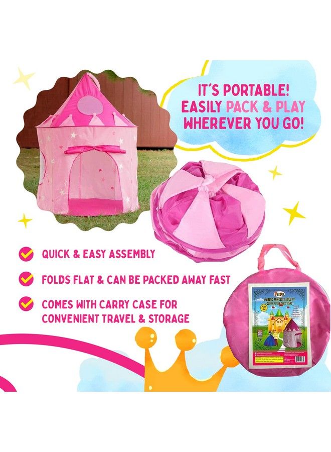 Playz 5 Piece Princess Castle Girls Pop Up Play Tent & Dress Up Costume Bundle Playhouse Gift For Girls & Toddler For Indoor & Outdoor Use With Pink Fairy Tale Carrying Bag & Glow In The Dark Stars  - Image 4