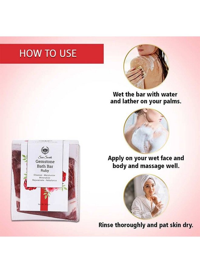 Seer Secrets 100% Natural Luxury Handmade Gemstone Ruby Bath Bar ; Made With Organic Ingredients ; Bath Soap Free From Paraben Sulphate & Chemicals (Pack Of 3) - Image 4