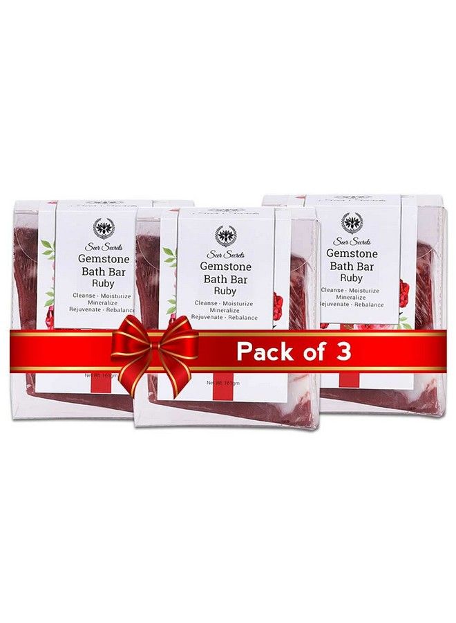 Seer Secrets 100% Natural Luxury Handmade Gemstone Ruby Bath Bar ; Made With Organic Ingredients ; Bath Soap Free From Paraben Sulphate & Chemicals (Pack Of 3) - Image 2