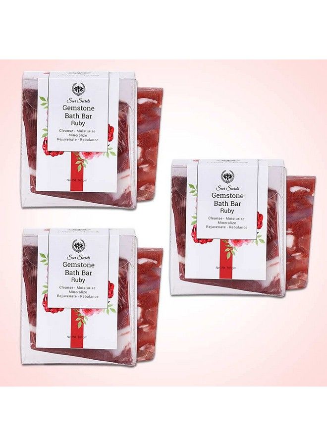 Seer Secrets 100% Natural Luxury Handmade Gemstone Ruby Bath Bar ; Made With Organic Ingredients ; Bath Soap Free From Paraben Sulphate & Chemicals (Pack Of 3) - Image 3