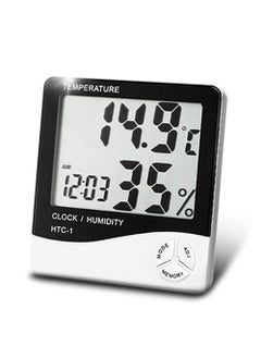 Koniry Koniry Humidity Meter Room Temperature Meter Digital Clock and Accurate Temperature Indicator Wall Mounting and Table Top LCD Digital Alarm Clock for Indoor Outdoor HTC2 1 pc 