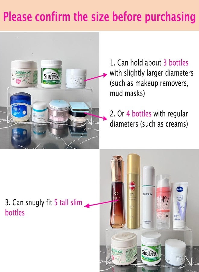 منظم خزانة الأدوية من الأكريليك من CHANNICORNER، عبوة من قطعتين، أرفف تخزين ضيقة لخزانة مرآة الحمام، قواعد أكريليك شفافة للزينة والمطبخ والمركبات الترفيهية (11.34 × 2.95 × 3.66 بوصة) - Image 3