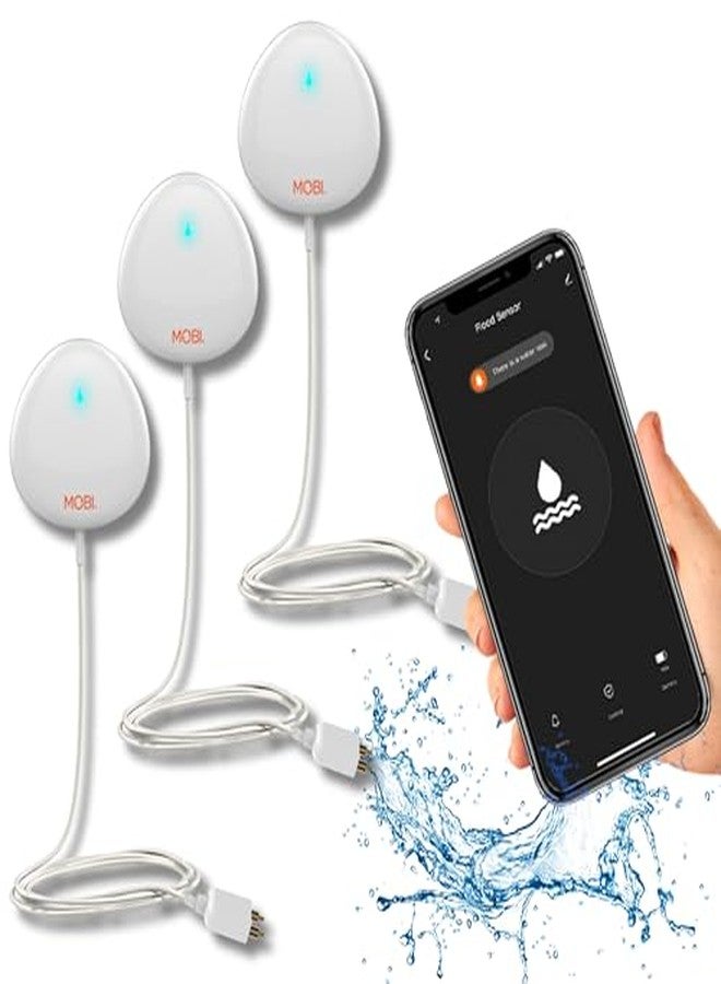 MOBI Smart Home 2.4GHz WiFi Water Leak Sensor, Water Sensor, Water Detector Alarm, Water Leak & Flood Detector, Smart Notification App, Expand with Cameras & Smart Home Devices (3-Pack) - Image 1