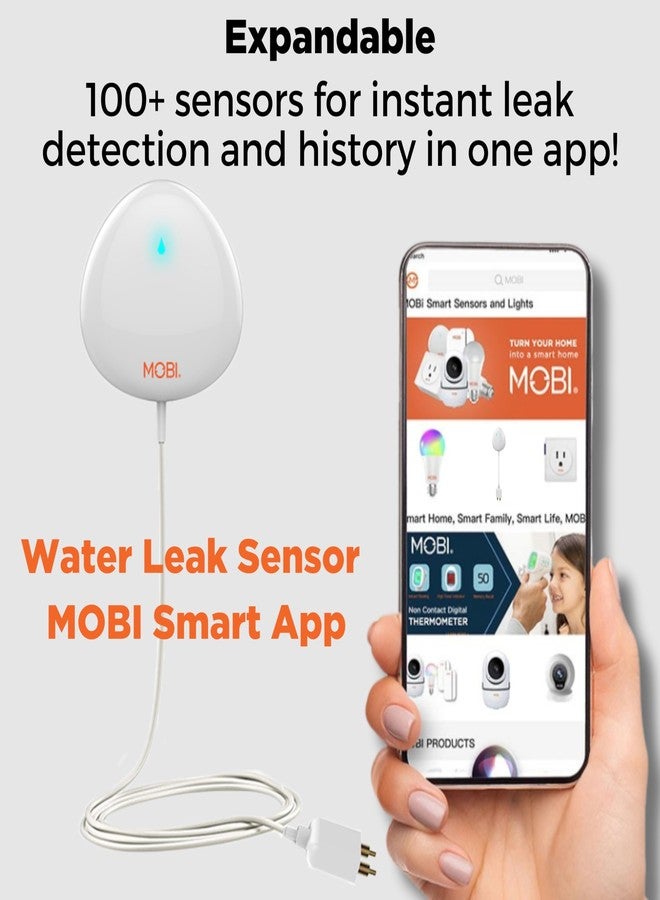 MOBI Smart Home 2.4GHz WiFi Water Leak Sensor, Water Sensor, Water Detector Alarm, Water Leak & Flood Detector, Smart Notification App, Expand with Cameras & Smart Home Devices (3-Pack) - Image 5