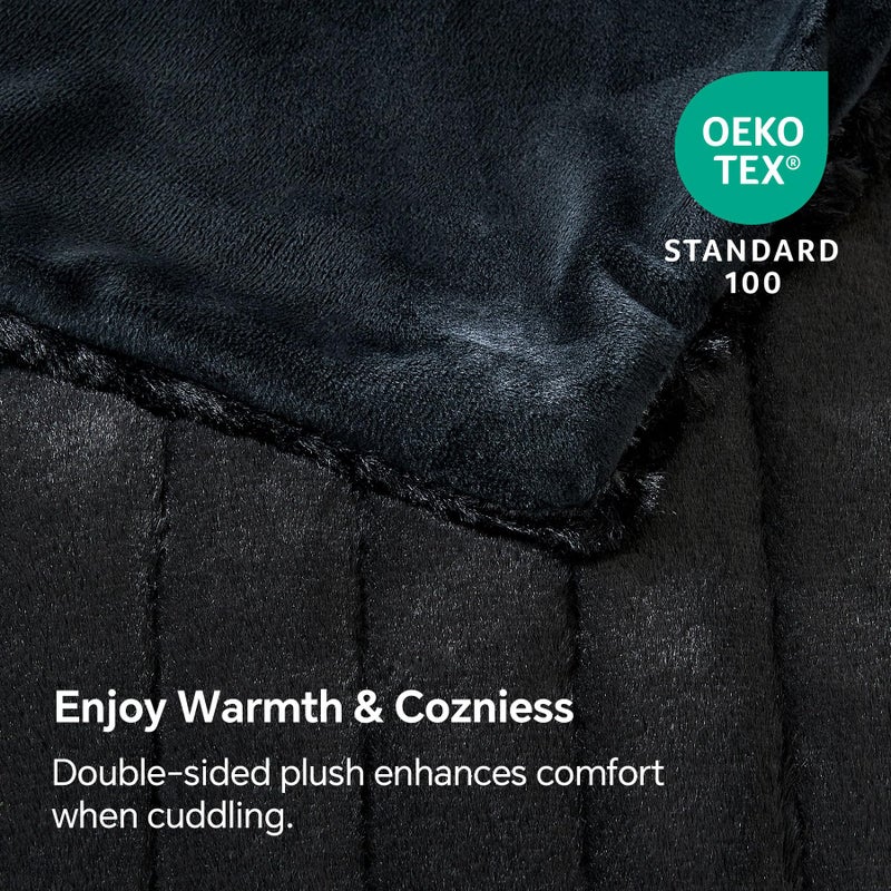 بيديليت بيدليت فو فرو رمي بطانية للأريكة ناعمة ودافئة ثلاثية الأبعاد مضلعة بطانية سميكة الدفء الدافئ غامض فو فرو بطانية للنساء هدية (أسود 60 "× 80" ") - Image 3