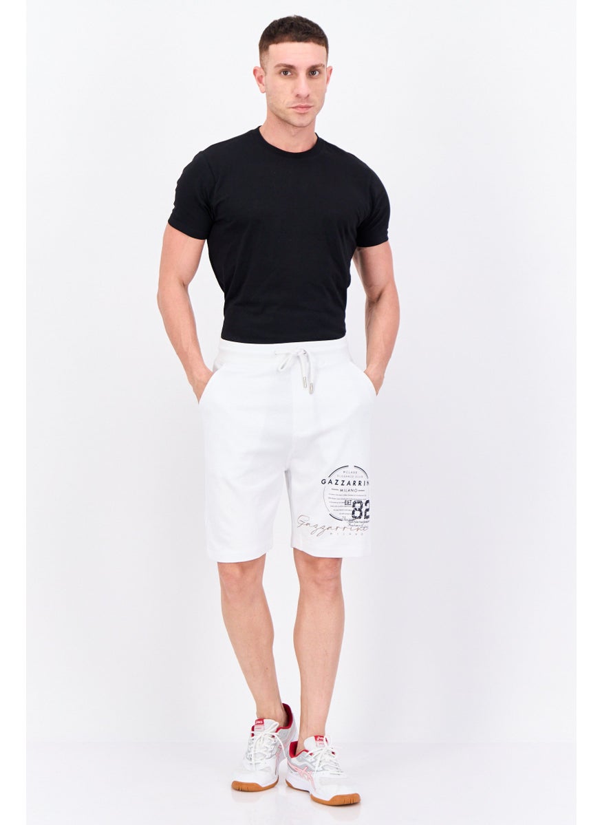 Gazzarrini Men Drawstring Brand Logo Basic Shorts, White  - Image 3
