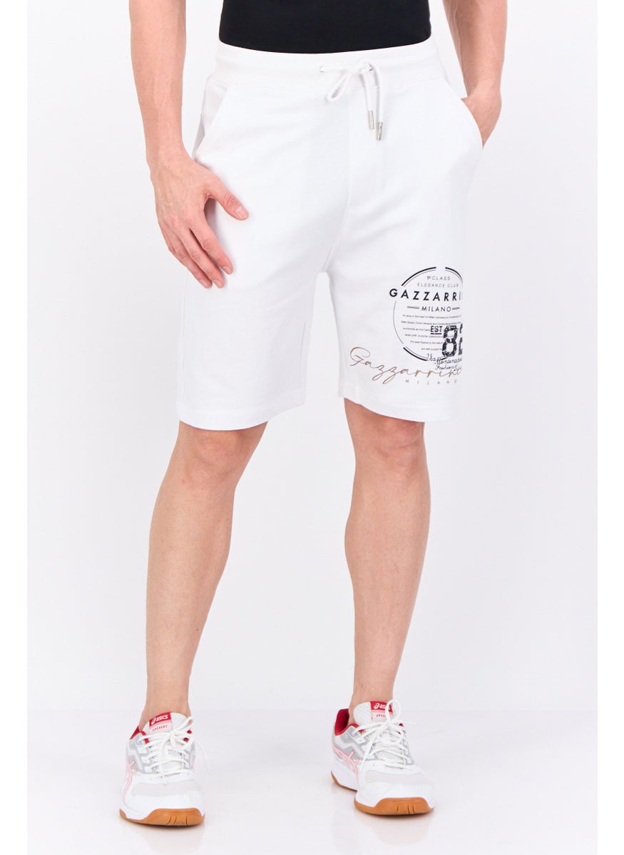 Gazzarrini Men Drawstring Brand Logo Basic Shorts, White  - Image 1