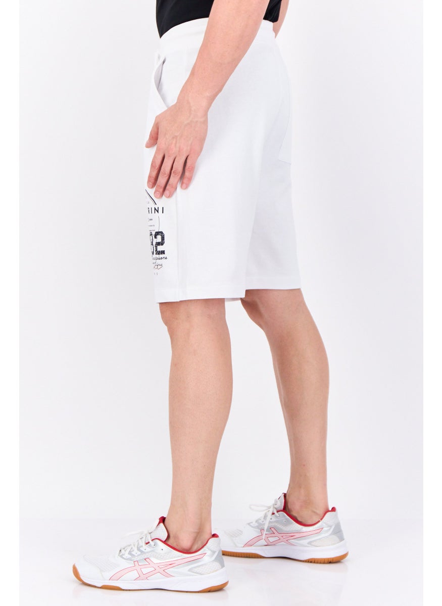 Gazzarrini Men Drawstring Brand Logo Basic Shorts, White  - Image 4